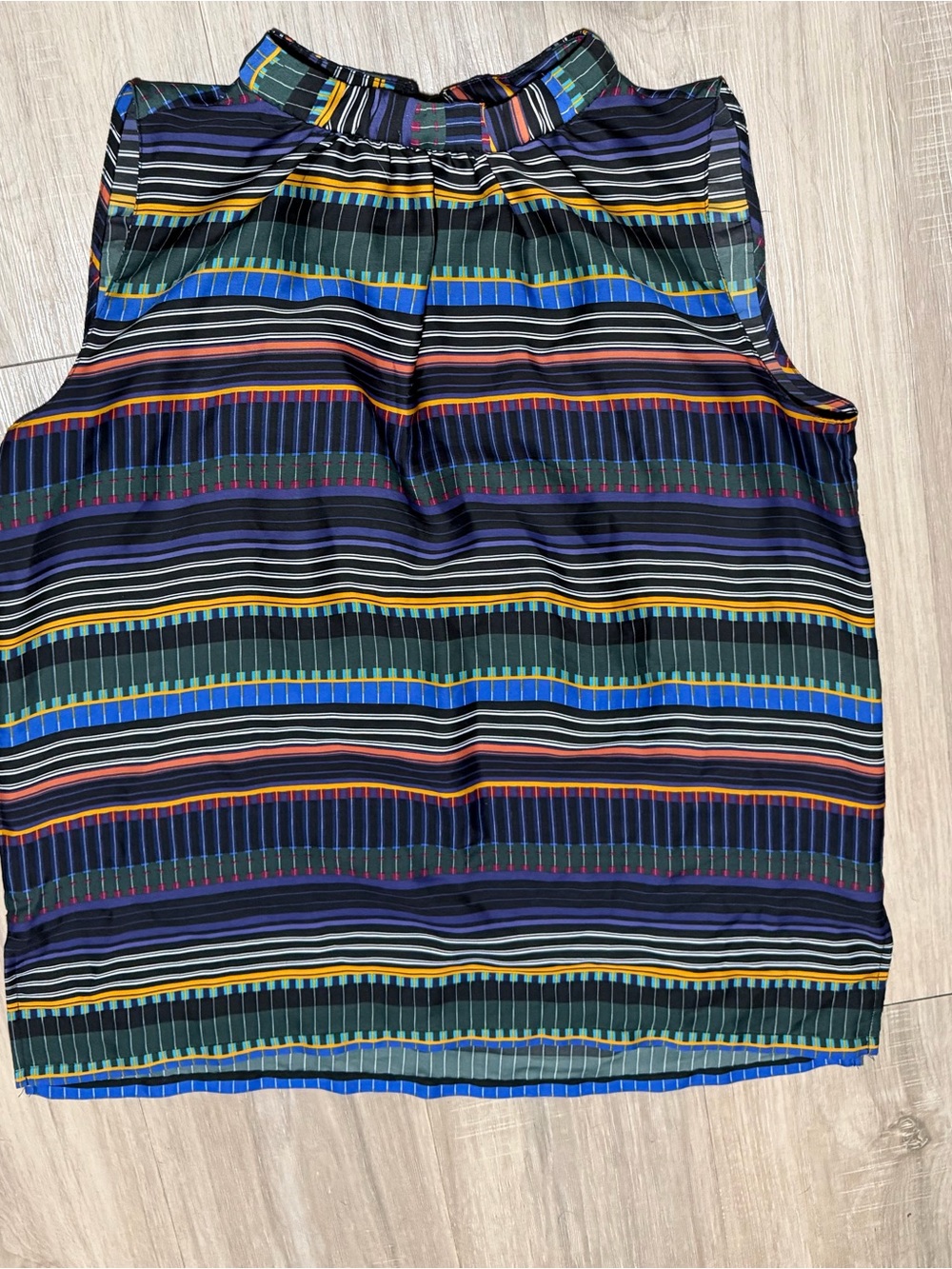 LOFT Multicolor Striped Tie Neck Sleeveless Blouse Size S